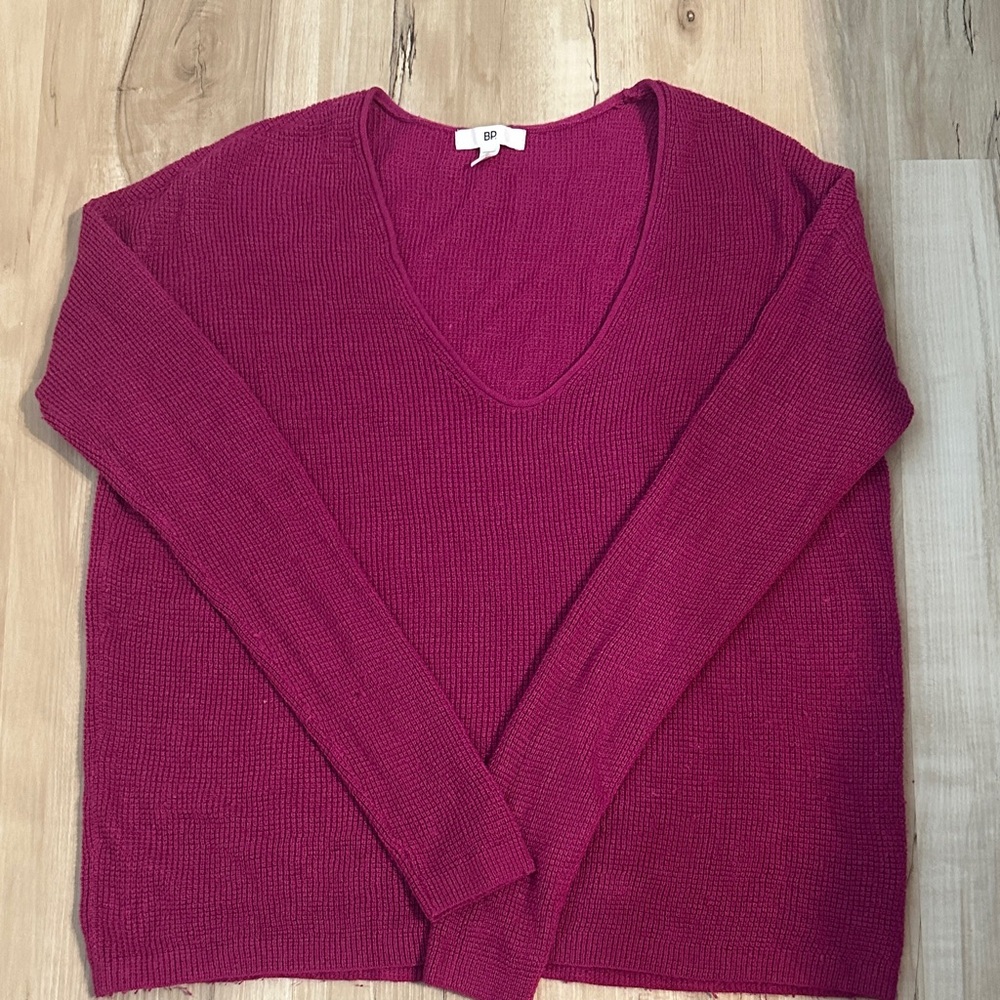 BP V-Neck Sweater in Rich Berry